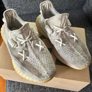 Yeezy Tan Athletic Shoes with Knit Upper and Boost Silhouette